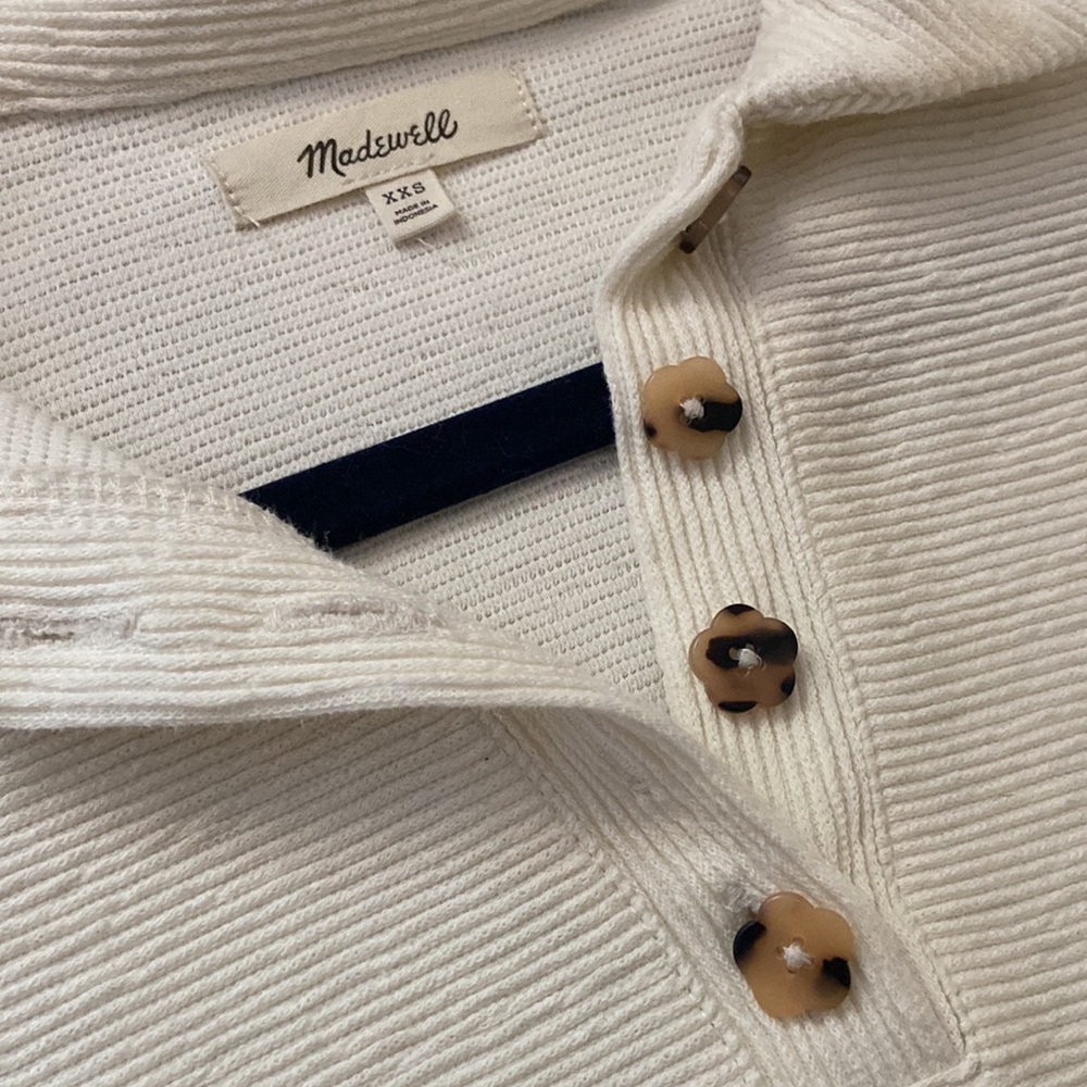 Ottoman Jacquard Polo Top Antique Cream xxs - Picture 4 of 6